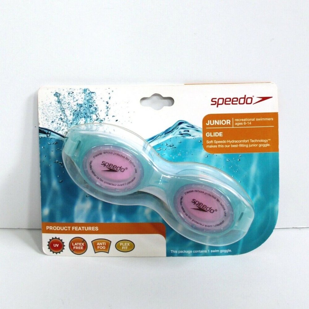 Speedo Junior Glide Light Blue Pink Soft Hydracomfort Swim Goggle